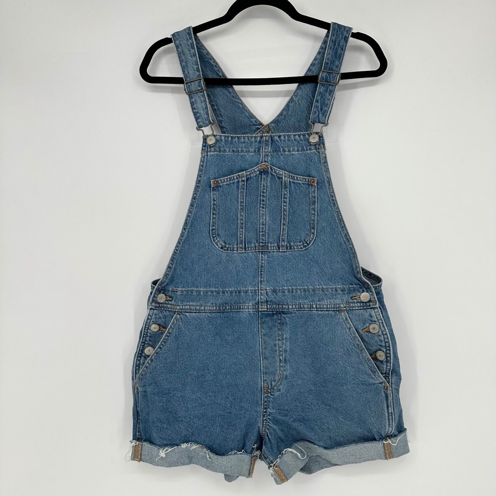Old Navy Blue Denim Short Bib Overalls Shortalls Fall Casual M